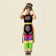 羌族舞蹈服服装 民族服手工工艺 接待迎宾表演舞台服套装女