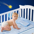 婴儿凉席 新生儿亚麻冰丝宝宝儿童凉席 婴儿床凉席 蓝色猫咪（凉