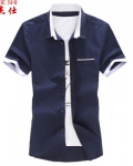 丹杰仕 男士短袖衬衫 男免烫衬衫修身休闲时尚短袖衬衣男 C25藏青色 XL